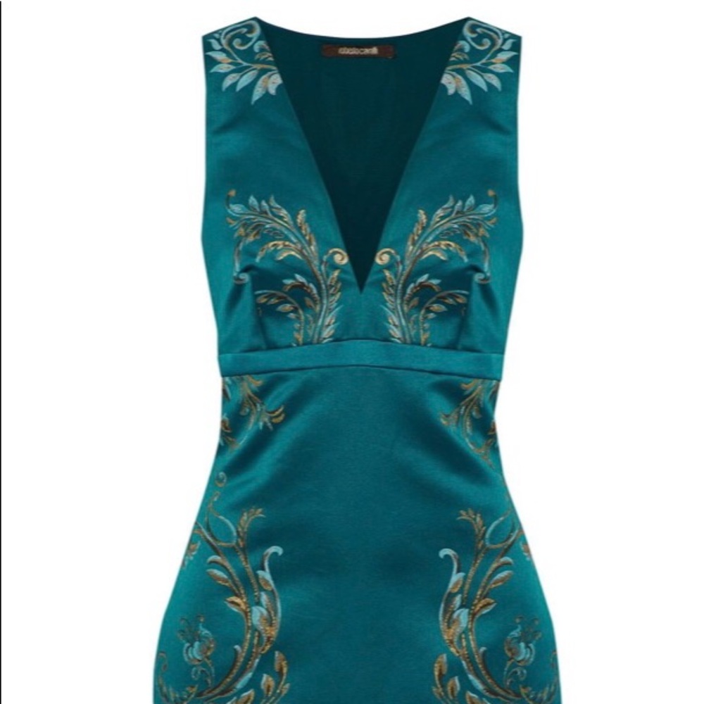 Roberto Cavalli Metallic Duchesse-satin dress